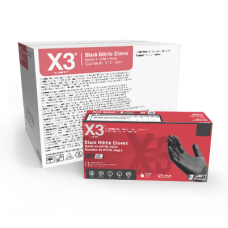 X3 Black Nitrile PF Ind Gloves 3 Mil